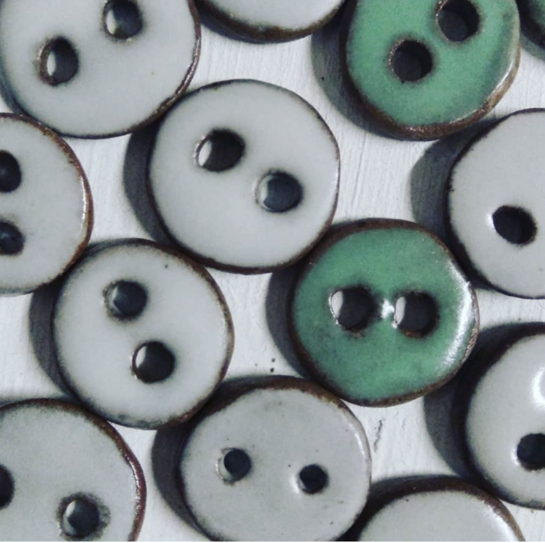 Handmade pottery buttons - chalk